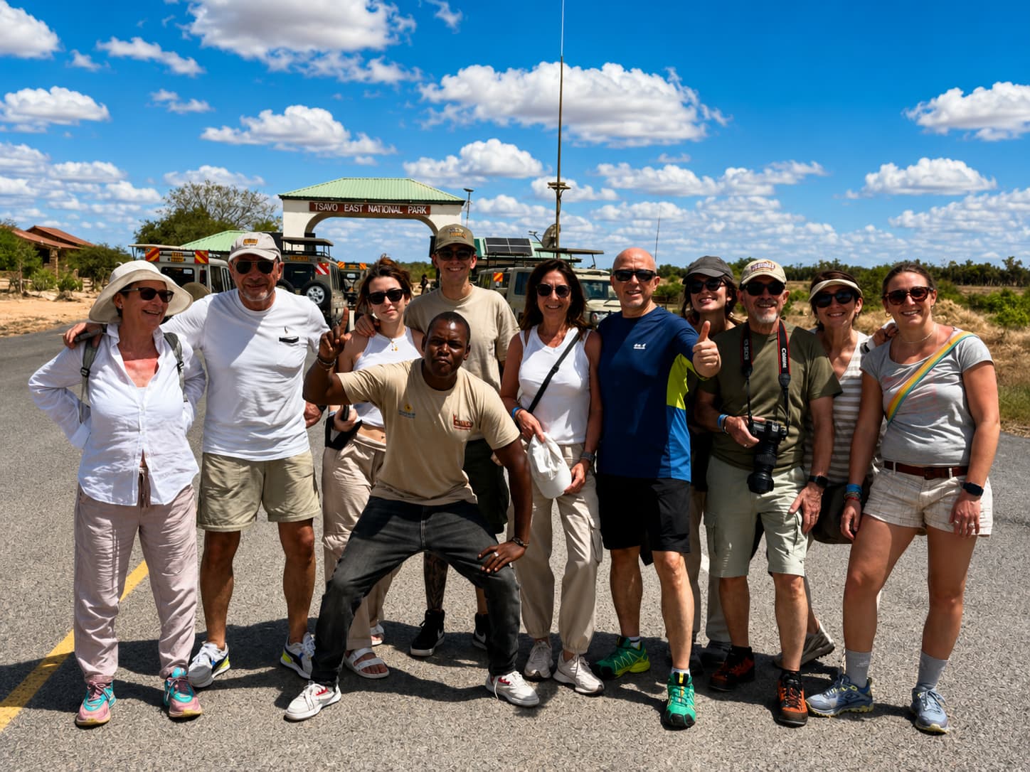A happy Watamu Safaris guest experience with a guide in Tsavo
